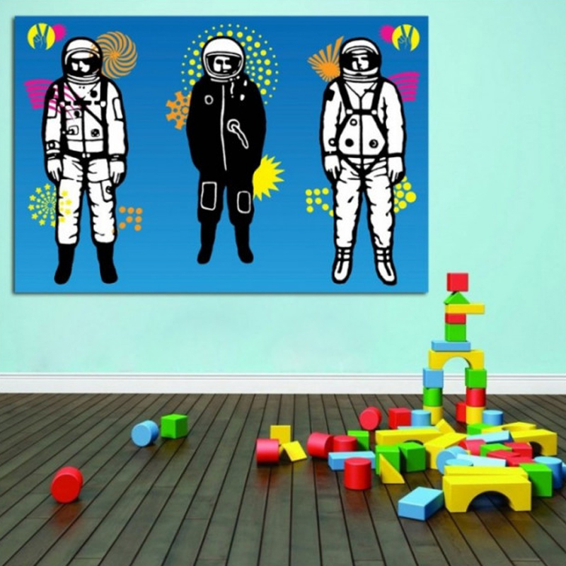 Παιδικός πίνακας σε καμβά κόμικ αστροναύτες